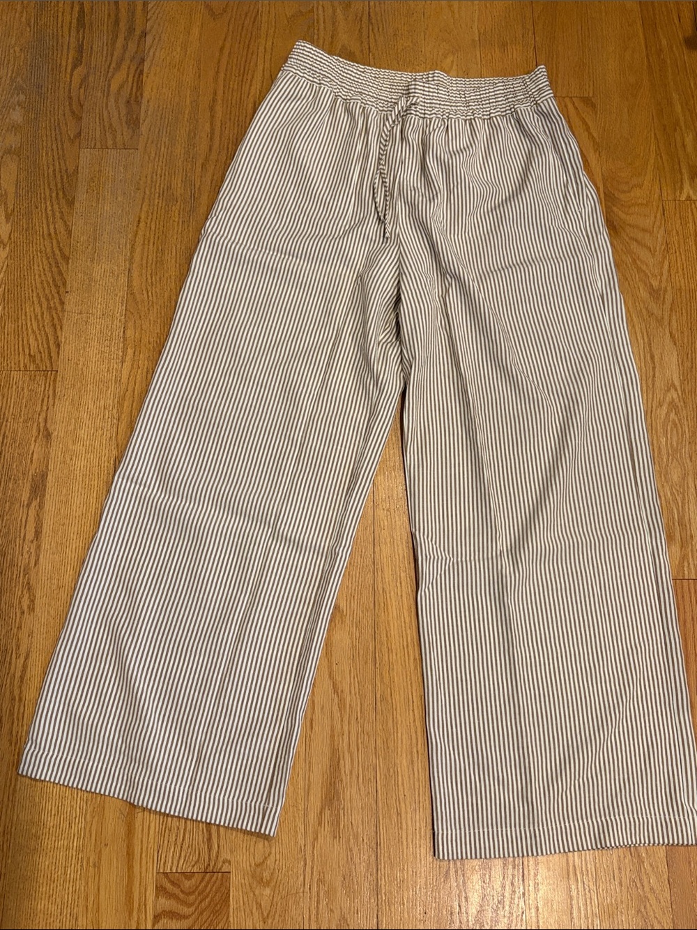 New HALARA High-Waisted Drawstring Striped Linen-Feel - Picture 7 of 14